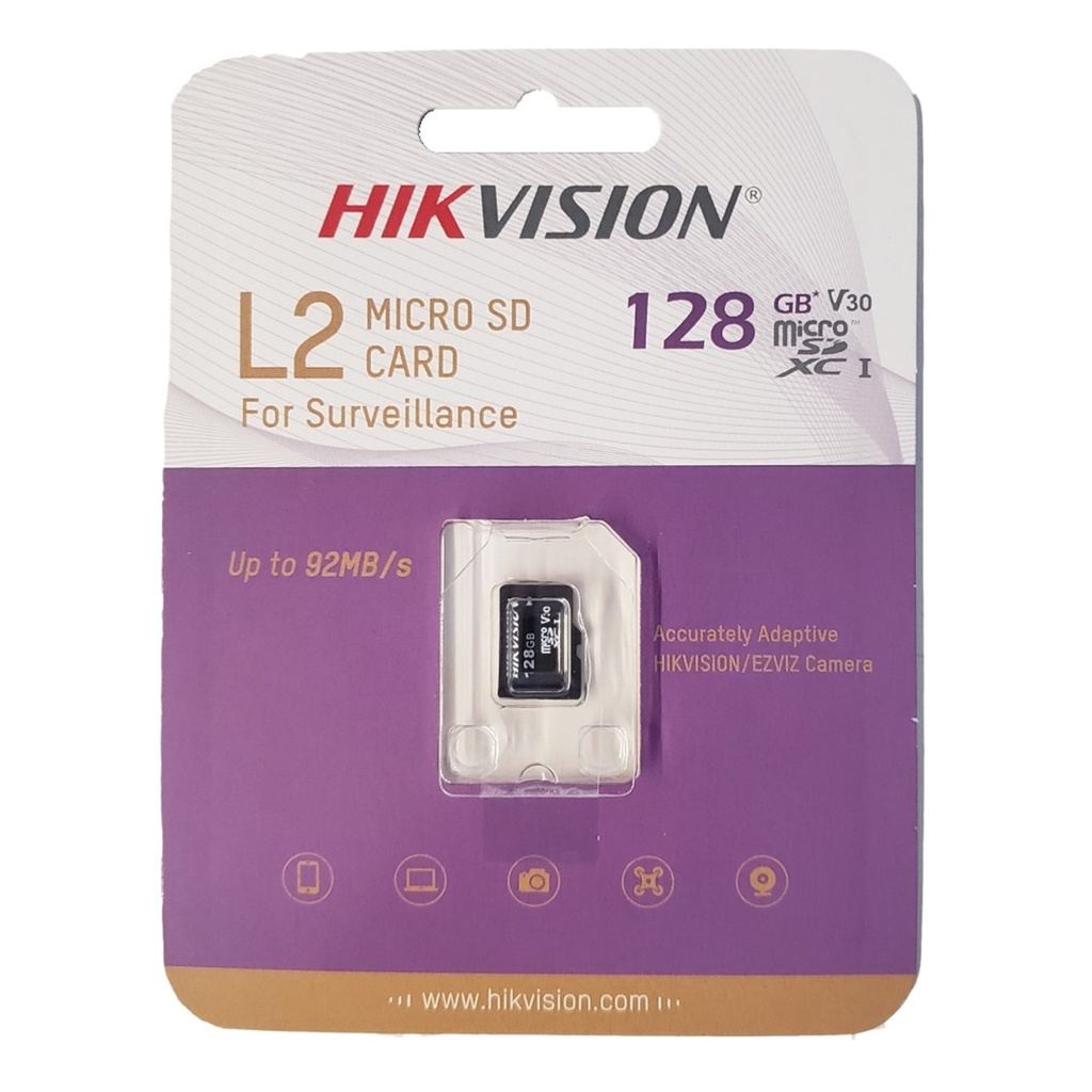 [HS-TF-L2/128G] Hikvision - Memoria Micro SDHC para Videovigilancia 128GB 92MB/s Clase 10 Hikstorage