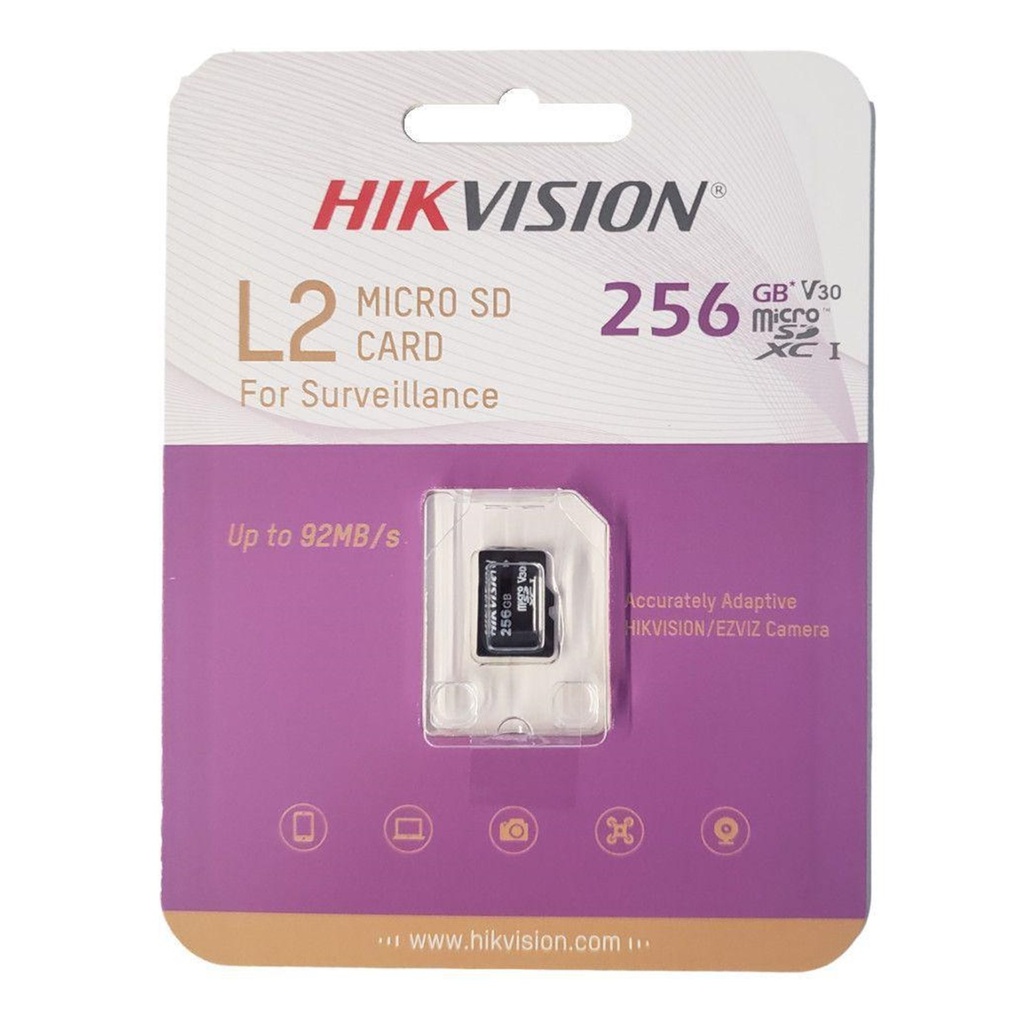 [HS-TF-L2/256G] Hikvision - Memoria Micro SDHC para Videovigilancia 256GB 92MB/s Clase 10 Hikstorage