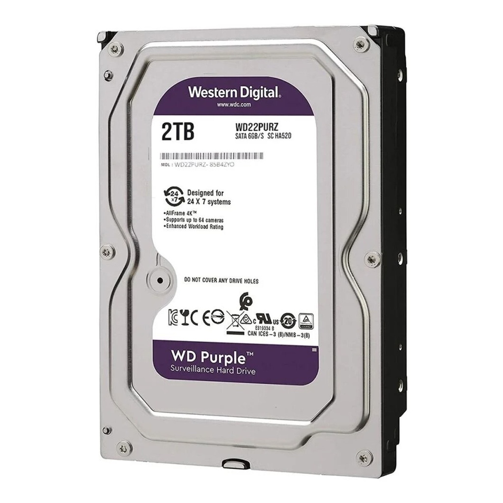 [WD22PURZ] Western Digital - Disco Duro Purple SATA III 2Tb 5400 rpm Cache 256Mb 3.5" Videovigilancia