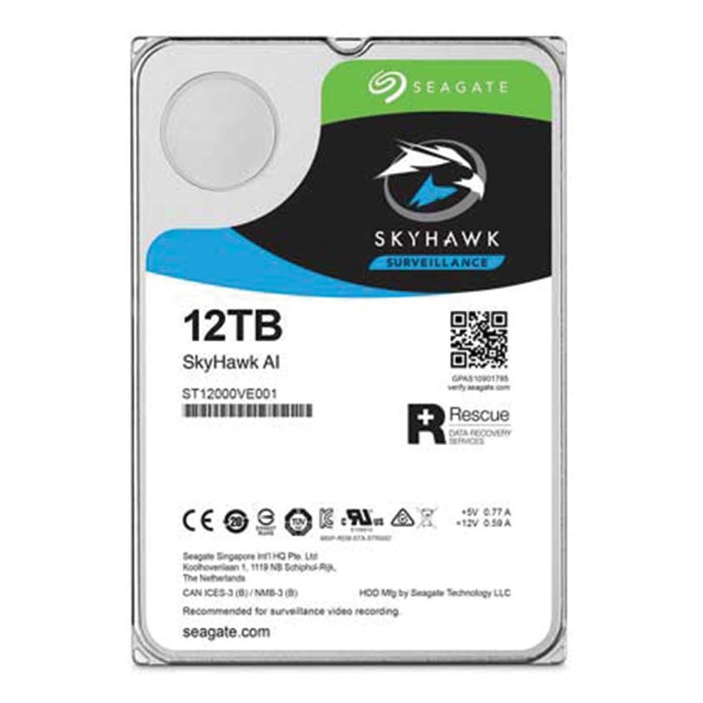 [ST12000VE001] Seagate - Disco Duro Skyhawk AI SATA III 12Tb 7200 rpm Cache 256Mb 3.5" Videovigilancia
