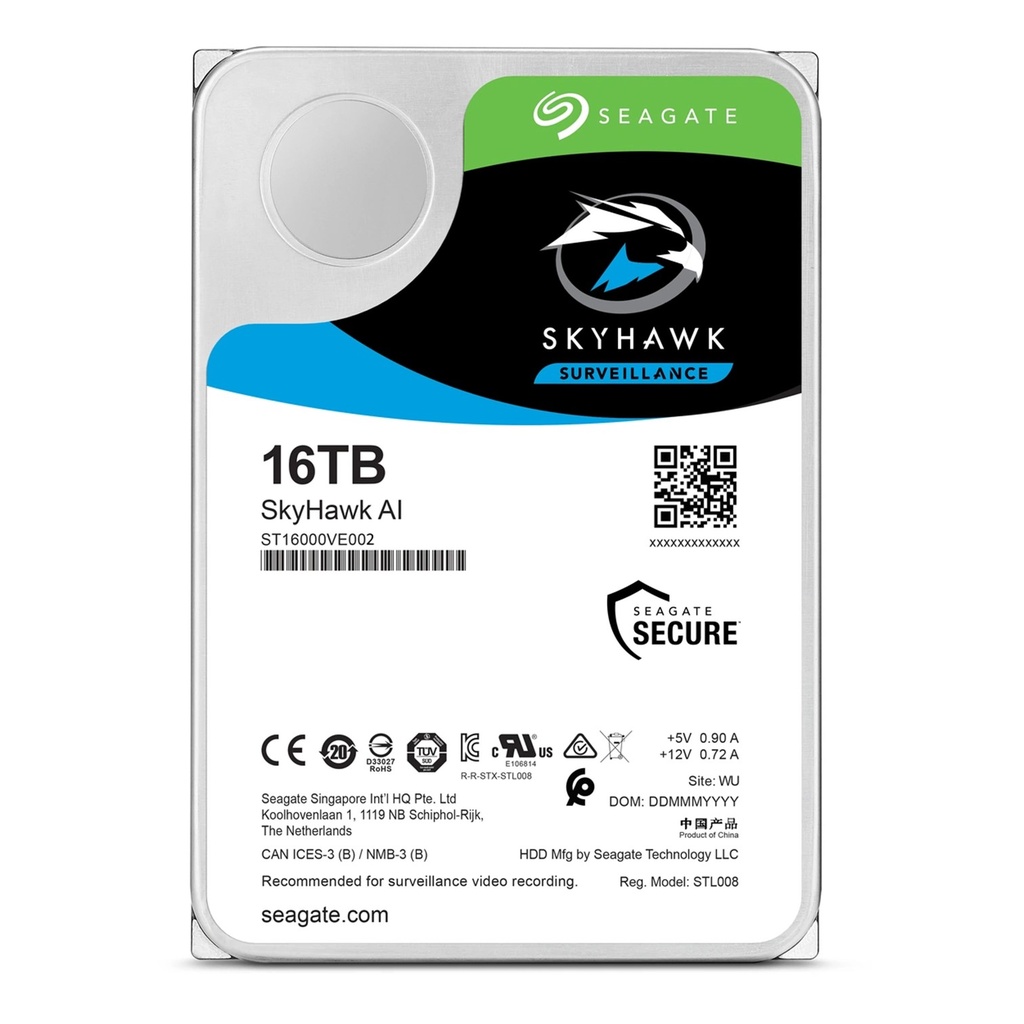 [ST16000VE002] Seagate - Disco Duro Skyhawk AI SATA III 16Tb 7200 rpm Cache 256Mb 3.5" Videovigilancia
