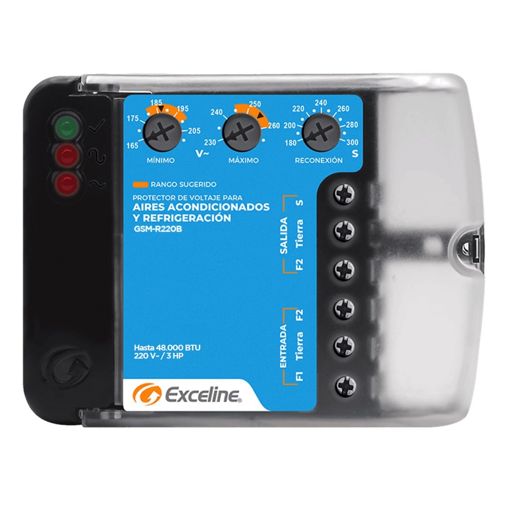 [GSM-R220B/3] Exceline - Protector de A/A y Refrigeracion AltaCarga 220V [Bornera]