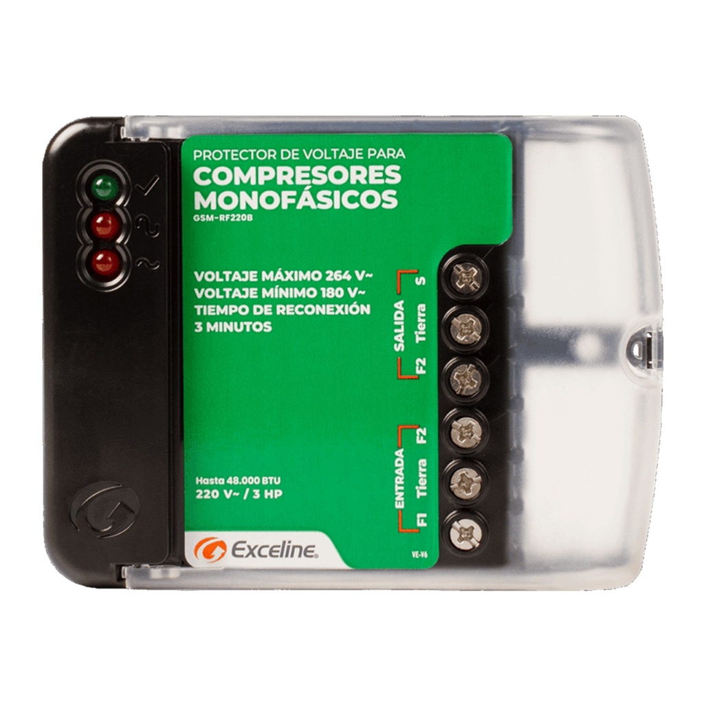 [GSM-RF220B/3] Exceline - Protector Compresores Monafasicos 220V [Bornera]