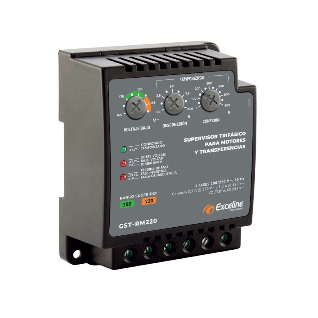 [GST-RM220] Exceline - Supervisor Trifasico 220V [Bornera]