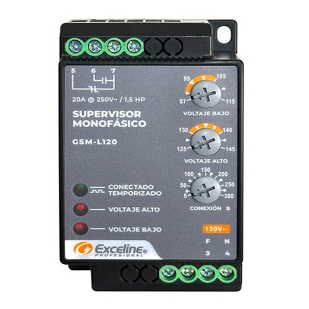 [GSM-L120] Exceline - Supervisor Monofasico 110V [Bornera]