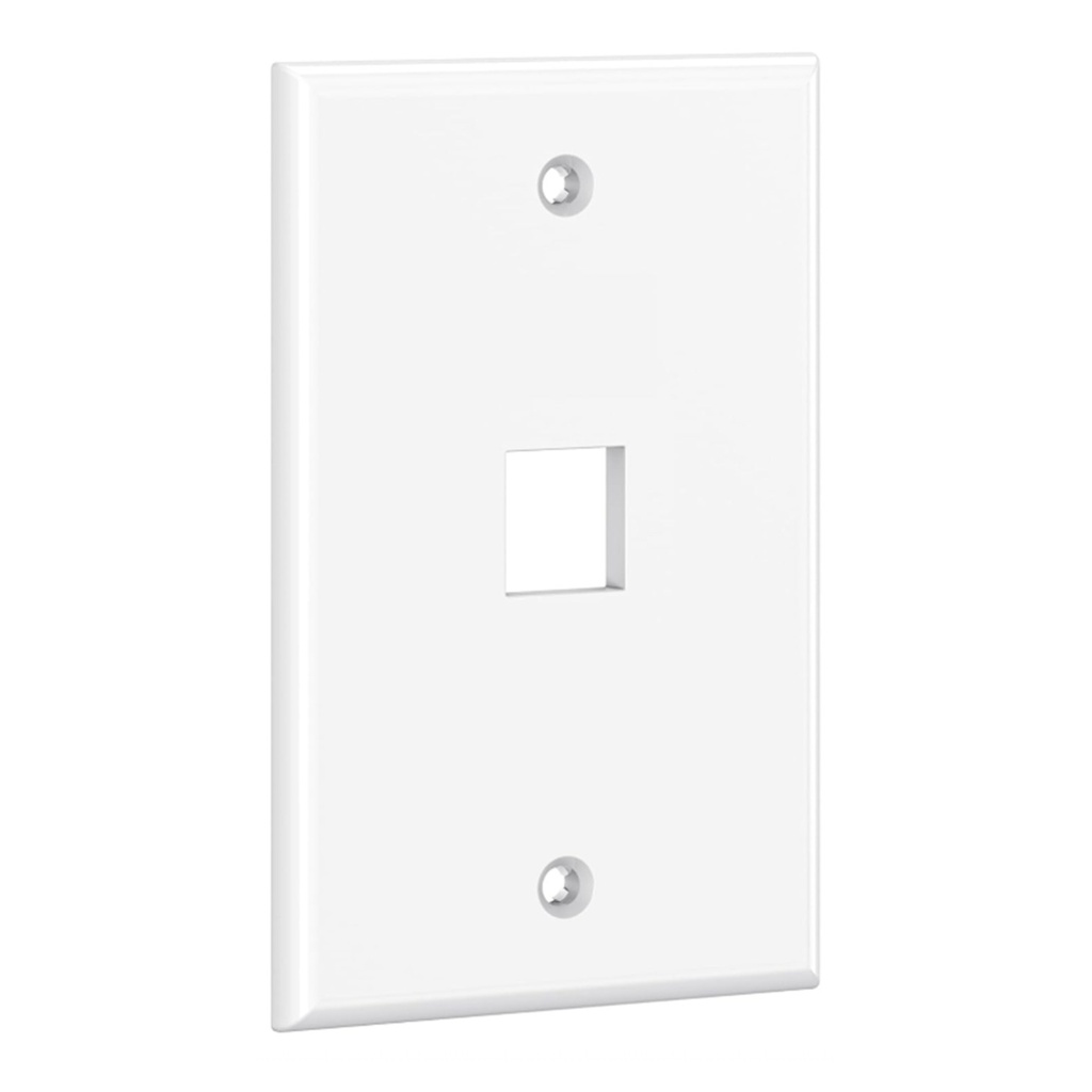 [WP-FP01-WHITE] Wireplus - Face Plate Placa Frontal de Pared para Keystone 1 Puerto Blanco [Unidad]