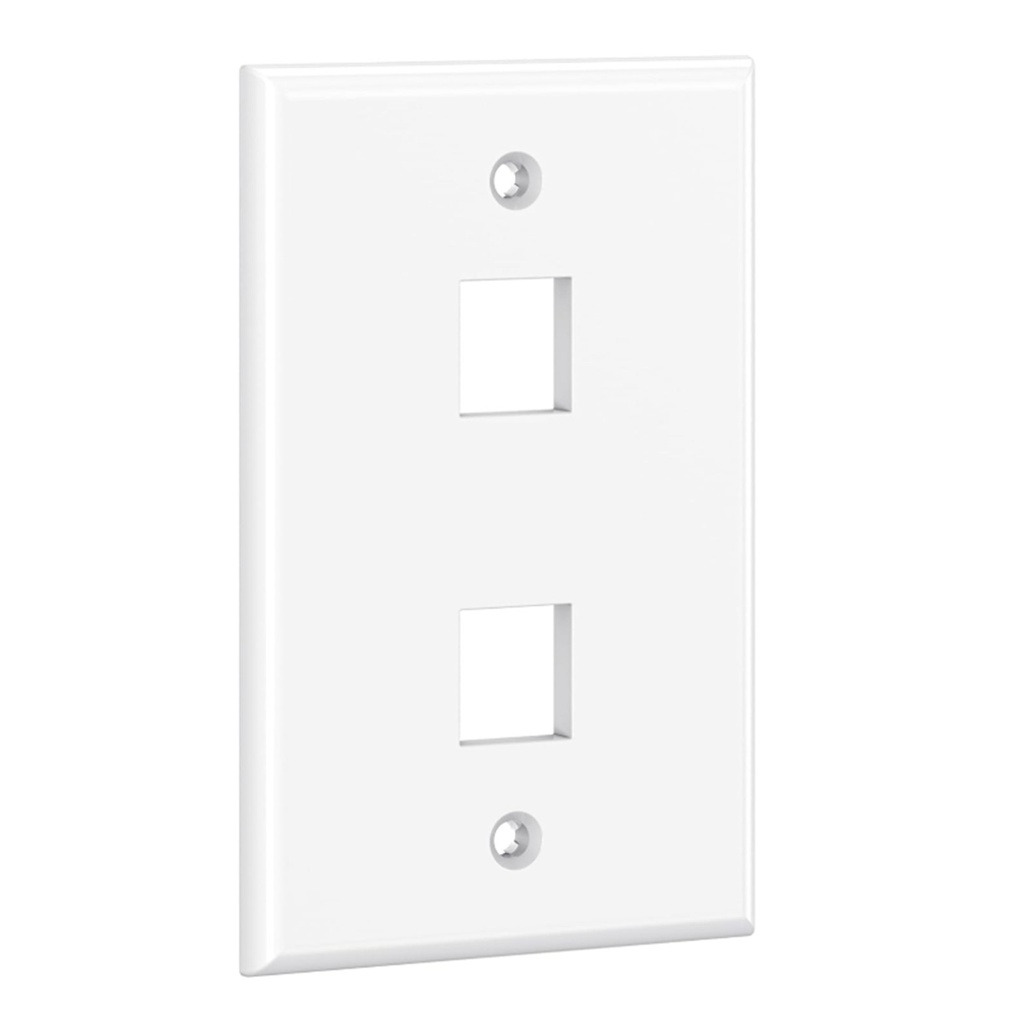 [WP-FP02-WHITE] Wireplus - Face Plate Placa Frontal de Pared para Keystone 2 Puertos Blanco [Unidad]