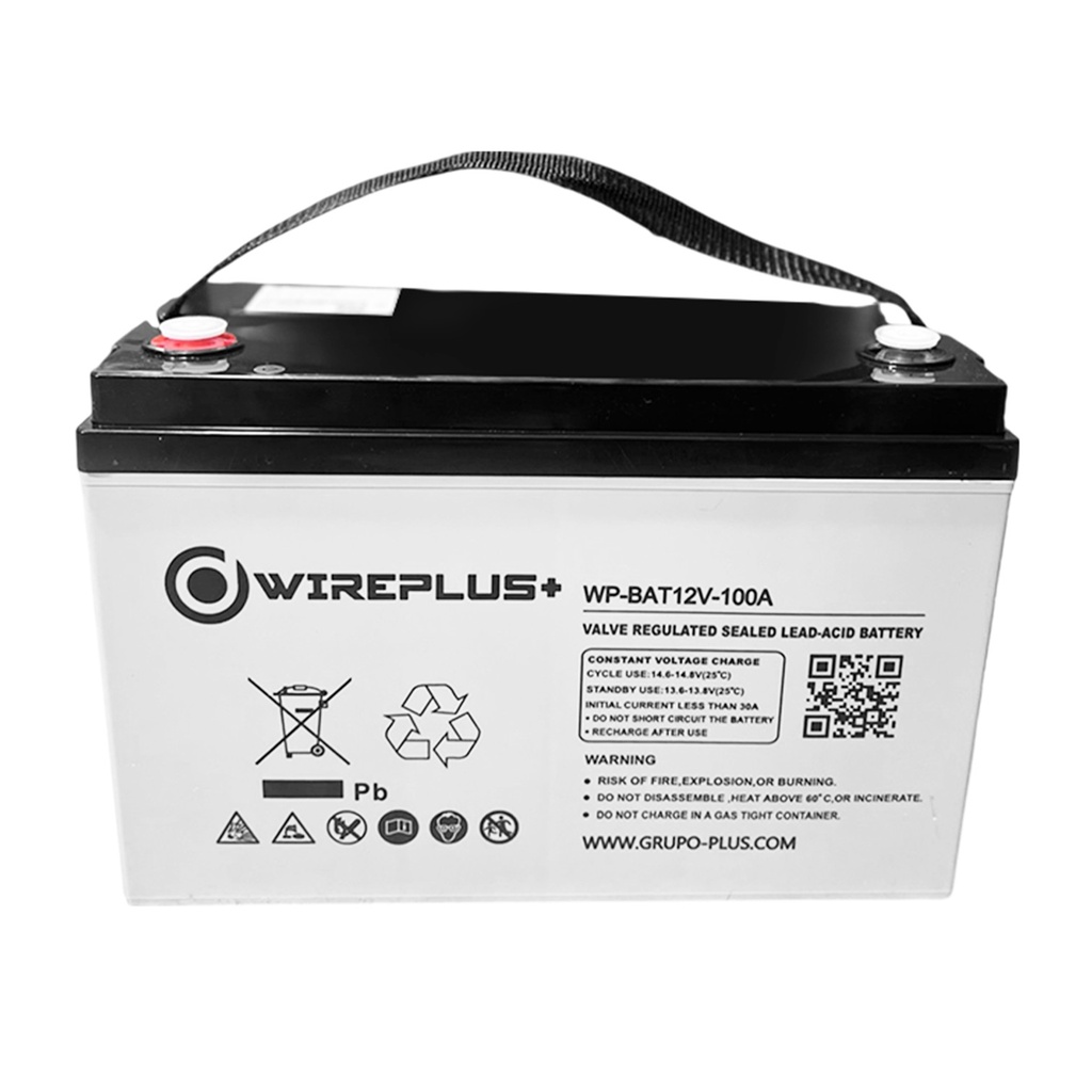 [WP-BAT12V-100A-G] Wireplus - Bateria Sellada Acido-Plomo 12V 100Ah
