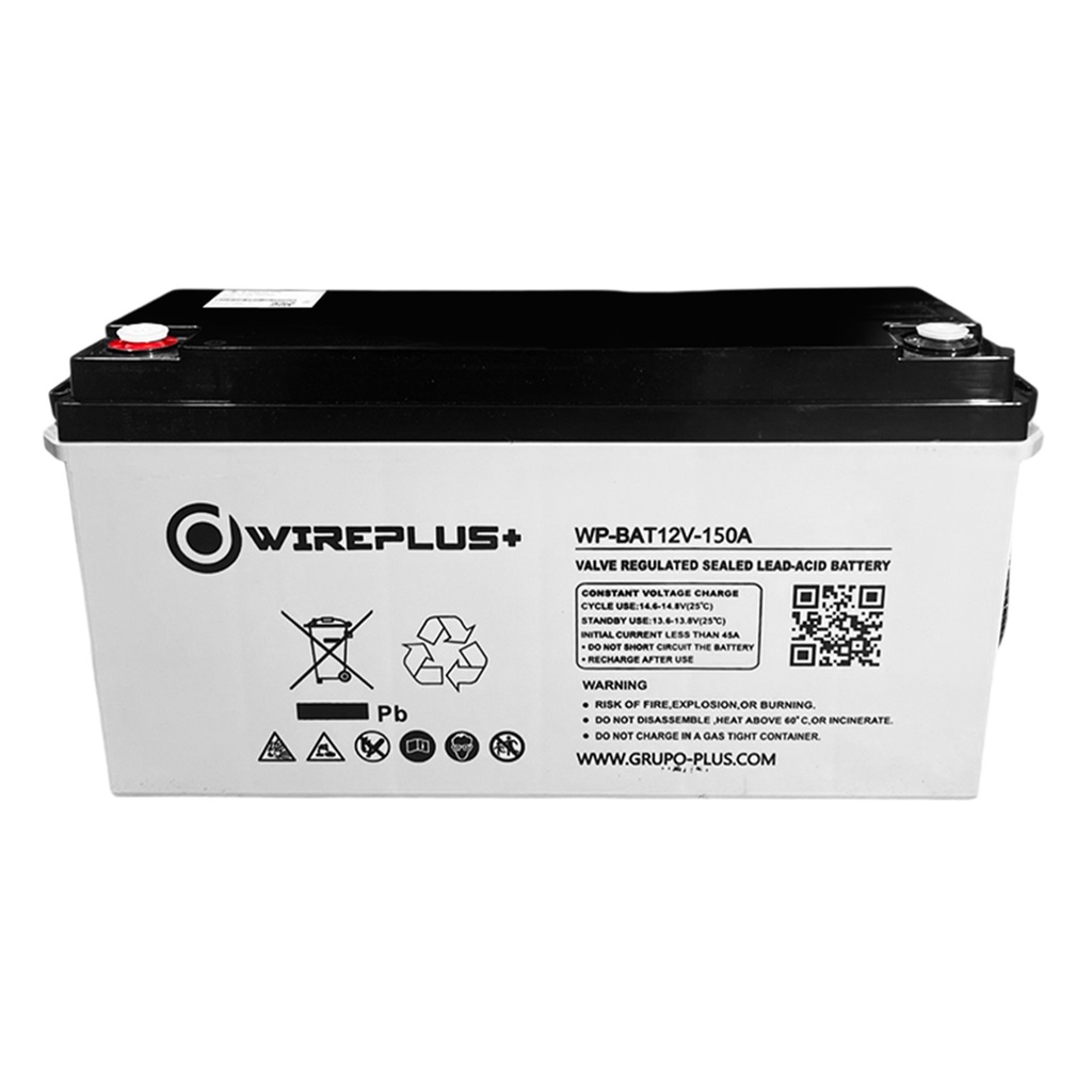 [WP-BAT12V-150A-G] Wireplus - Bateria Sellada Acido-Plomo 12V 150Ah