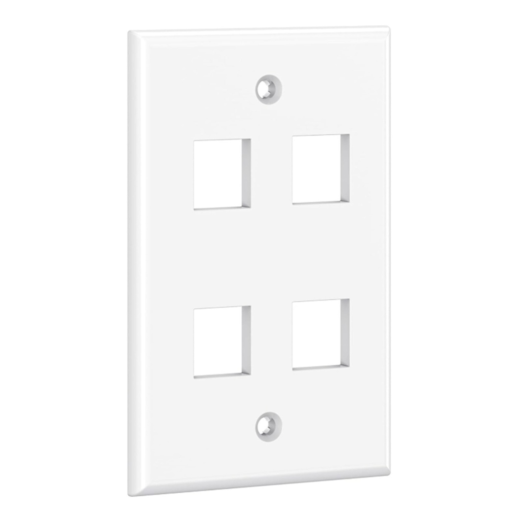 [WP-FP04-WHITE] Wireplus - Face Plate Placa Frontal de Pared para Keystone 4 Puertos Blanco [Unidad]
