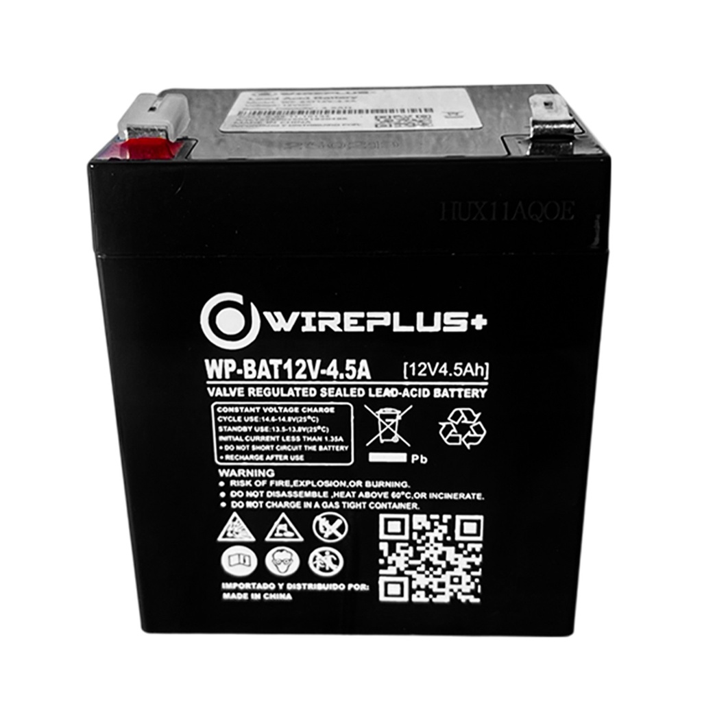 [WP-BAT12V-4.5A] Wireplus - Bateria Sellada Acido-Plomo 12V 4.5Ah