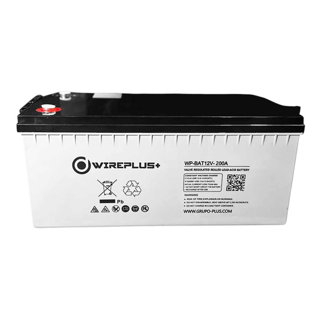 [WP-BAT12V-200A-G] Wireplus - Bateria Sellada Acido-Plomo 12V 200Ah