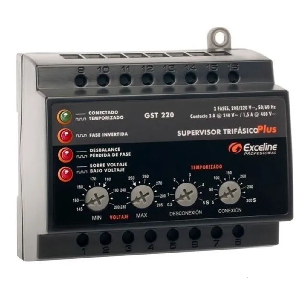 [GST220] Exceline - Supervisor Trifasico Plus 220V [Bornera]