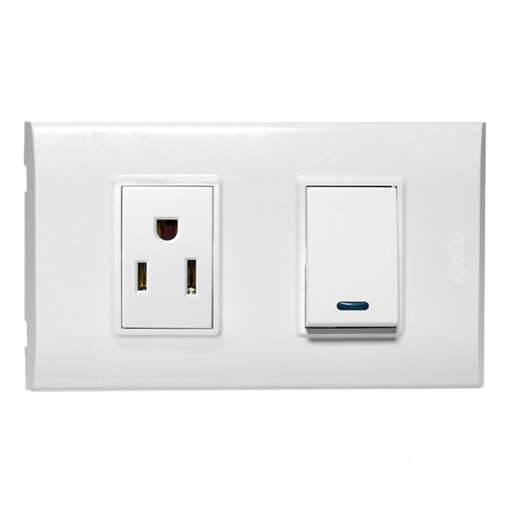 [B316-W] Igoto - Interruptor Simple + Toma Corriente Serie B [Blanco]