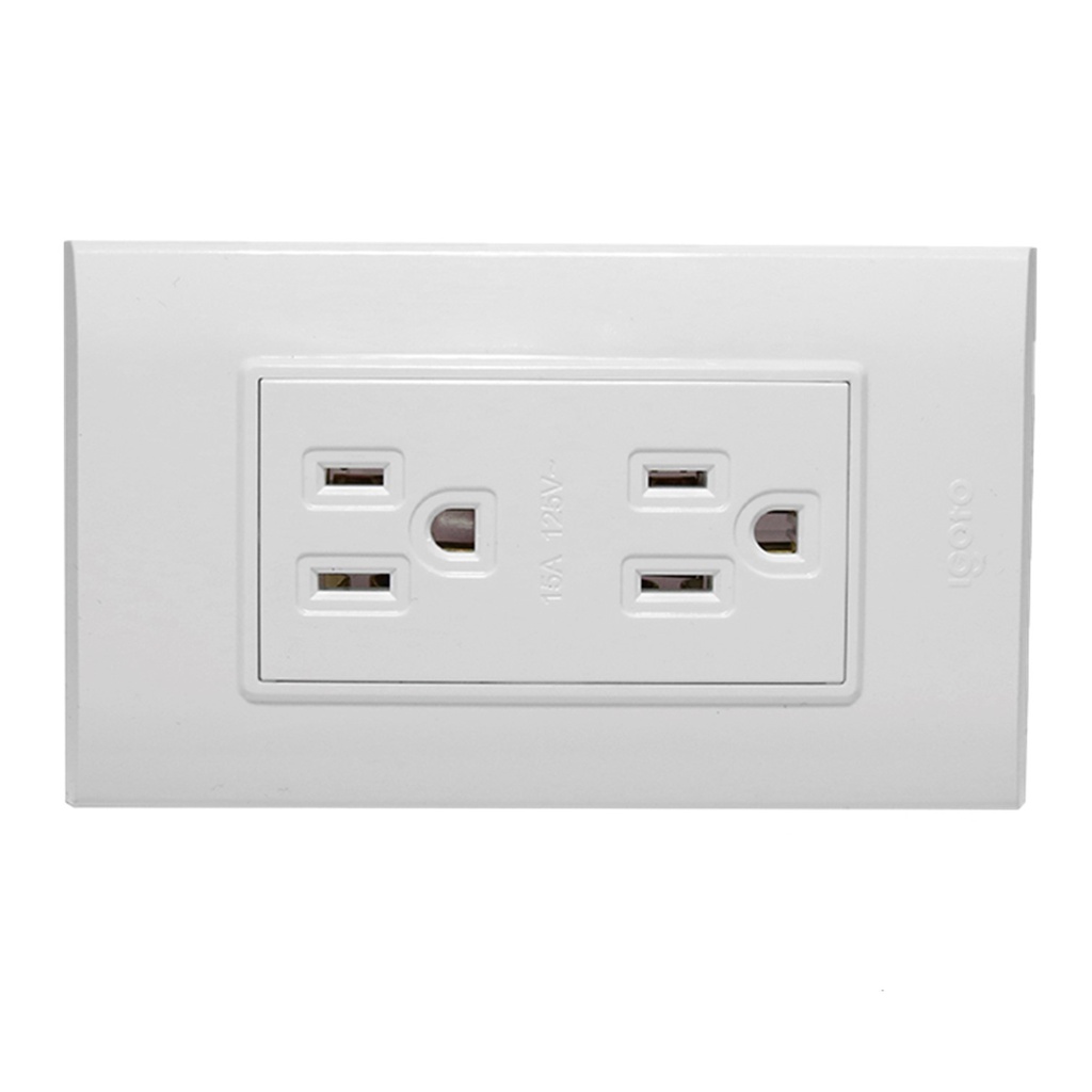 [B105/2-W] Igoto - Toma Corriente Doble con Tierra Serie B [Blanco]