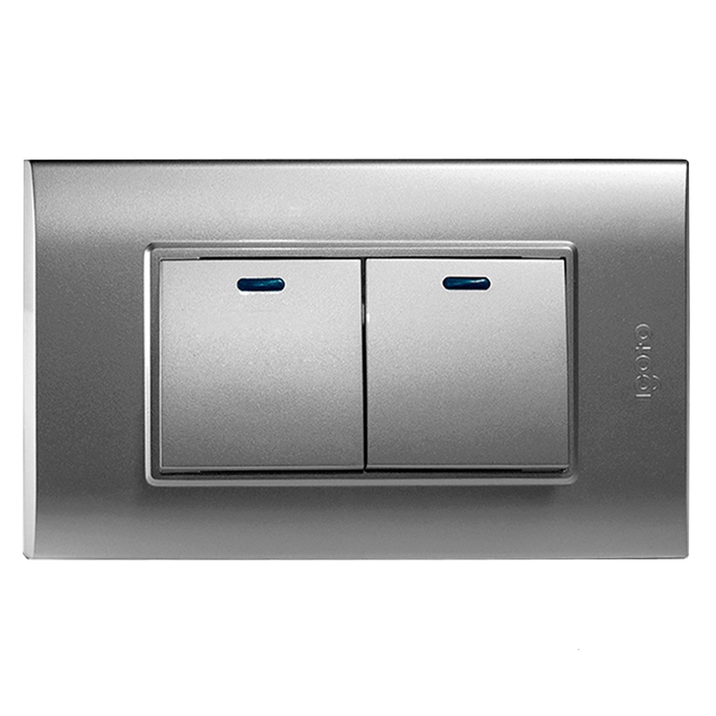 [B514-S] Igoto - Interruptor Doble Largo Serie B [Plata]