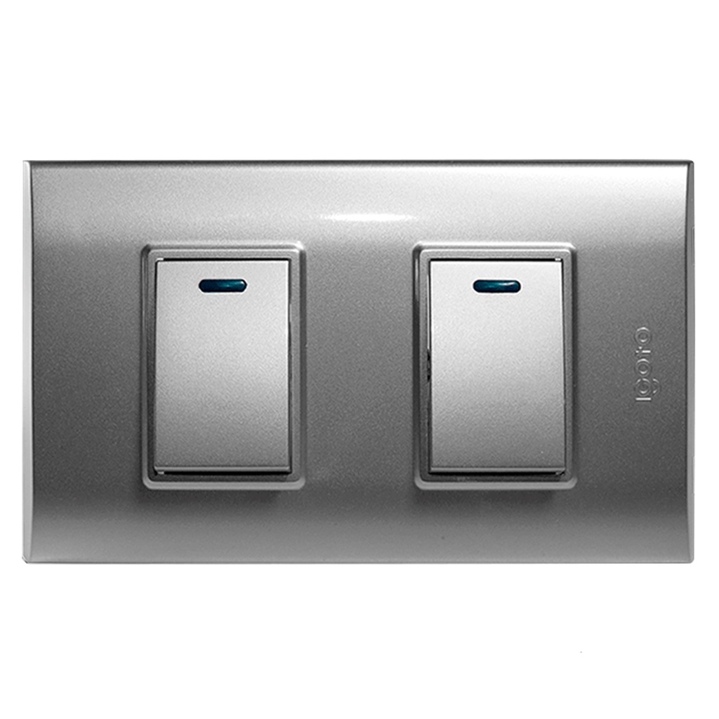 [B514S-S] Igoto - Interruptor Doble Pequeño Serie B [Plata]