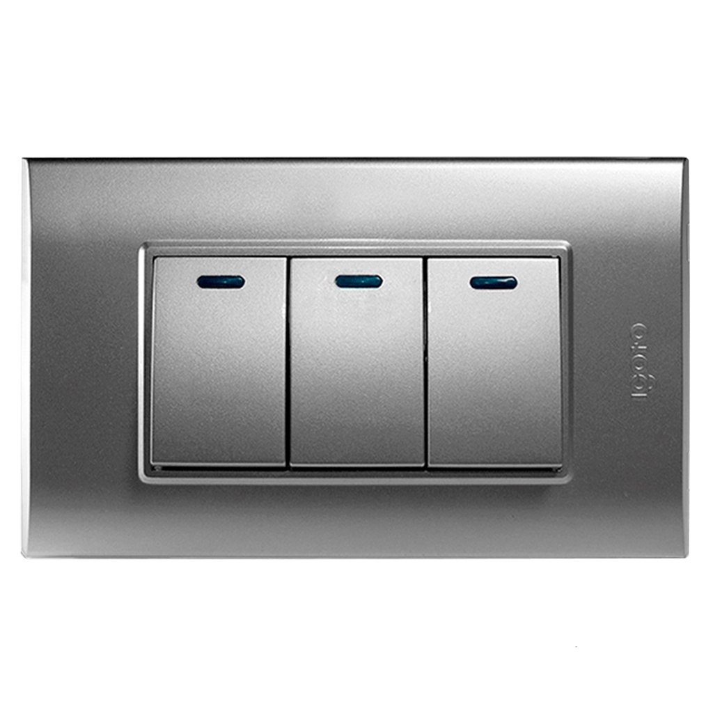 [B516-S] Igoto - Interruptor Triple Serie B [Plata]