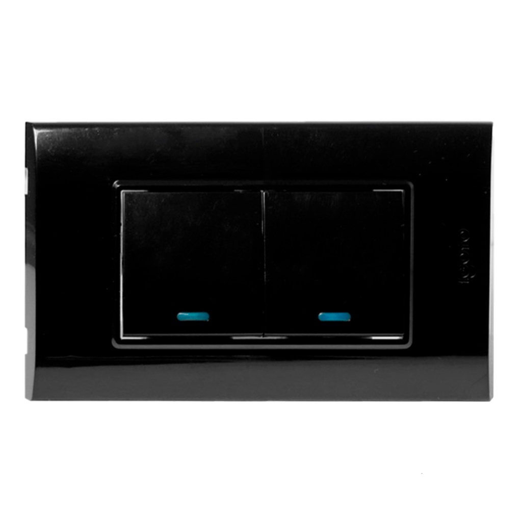 [B514-B] Igoto - Interruptor Doble Largo Serie B [Negro]