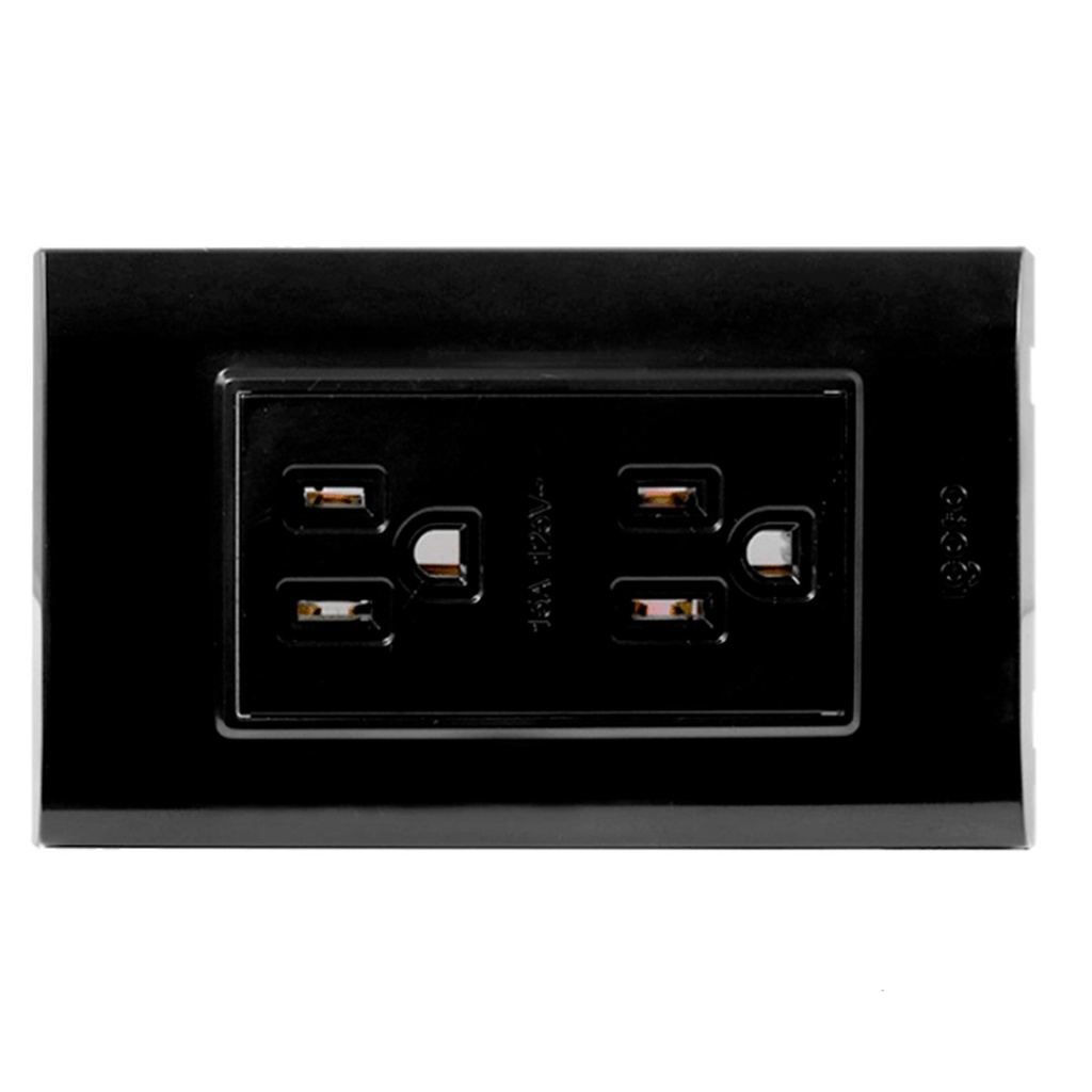 [B105/2-B] Igoto - Toma Corriente Doble con Tierra Serie B [Negro]