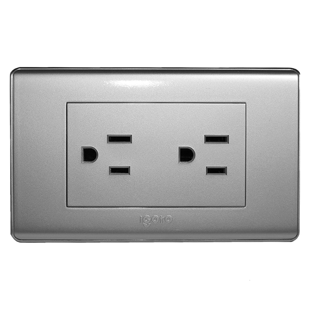 [A20-105/2-S] Igoto - Toma Corriente Doble con Tierra Serie A [Plata]