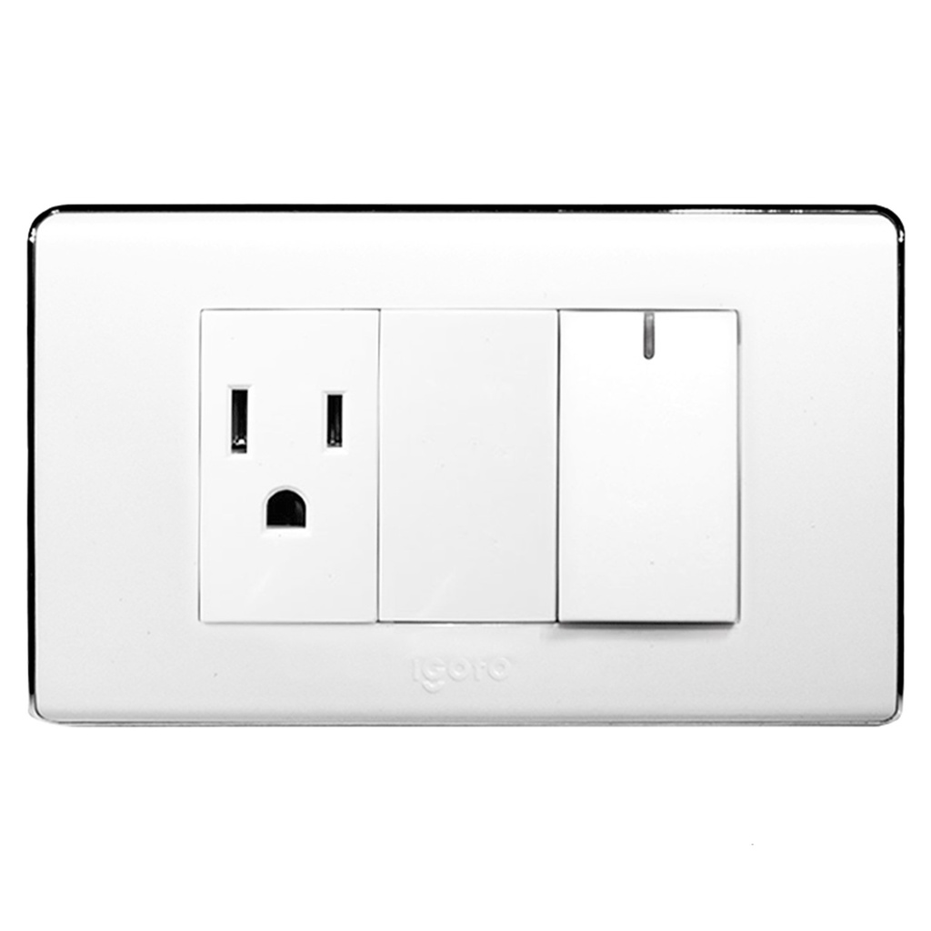 [A6036] Igoto - Interruptor Simple + Toma Corriente Serie A [Blanco]