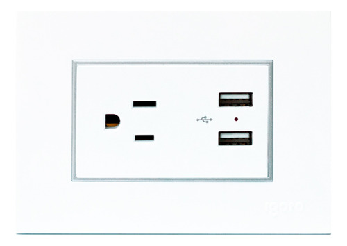 [Z105U-W] Igoto - Toma Corriente con Tierra + 2 USB Serie Z [Blanco]