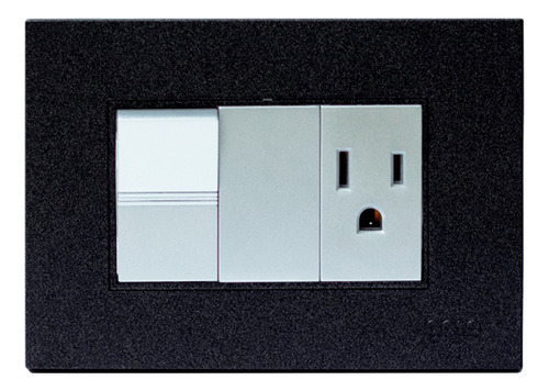 [Z316-B] Igoto - Interruptor Simple + Toma Corriente Serie Z [Negro]
