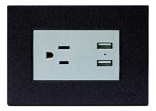 [Z105U-B] Igoto - Toma Corriente con Tierra + 2 USB Serie Z [Negro]