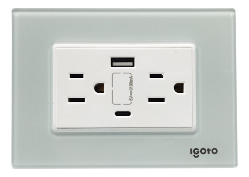 [Z105/2U-C-A] Igoto - Toma Corriente con Tierra + USB y Tipo C Serie Z [Acrilico]