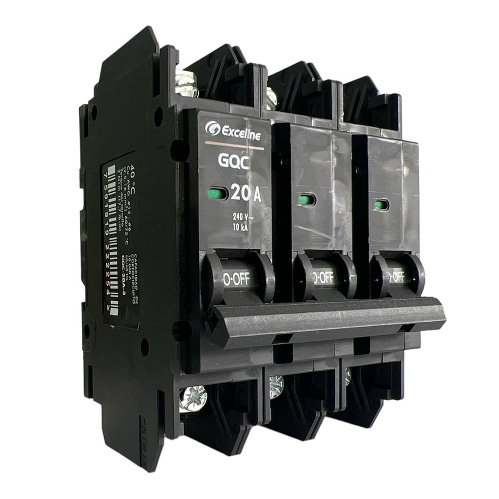 [GQC-20A-3] Exceline - Breaker Superficial GQC TermoMagnetico 20Amp [3 polos]