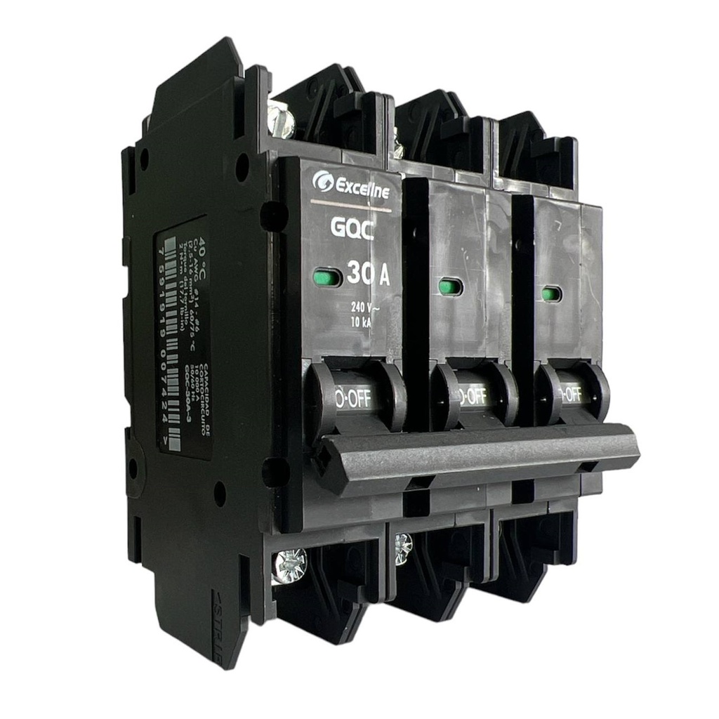 [GQC-30A-3] Exceline - Breaker Superficial GQC TermoMagnetico 30Amp [3 polos]