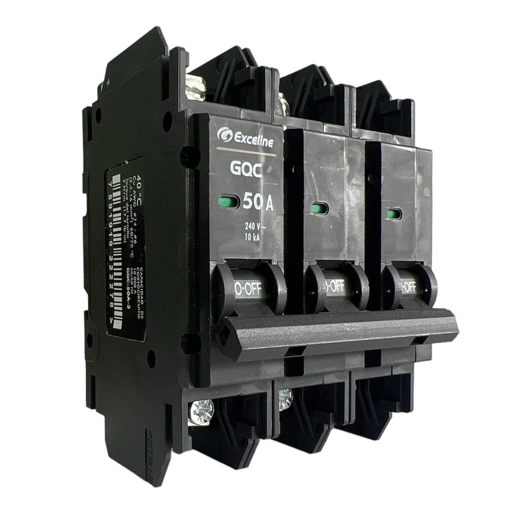 [GQC-50A-3] Exceline - Breaker Superficial GQC TermoMagnetico 50Amp [3 polos]