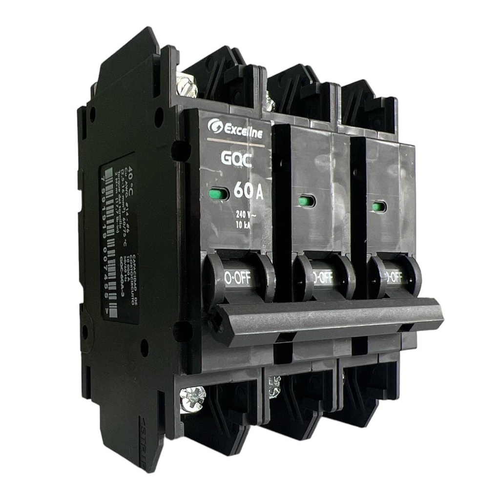 [GQC-60A-3] Exceline - Breaker Superficial GQC TermoMagnetico 60Amp [3 polos]
