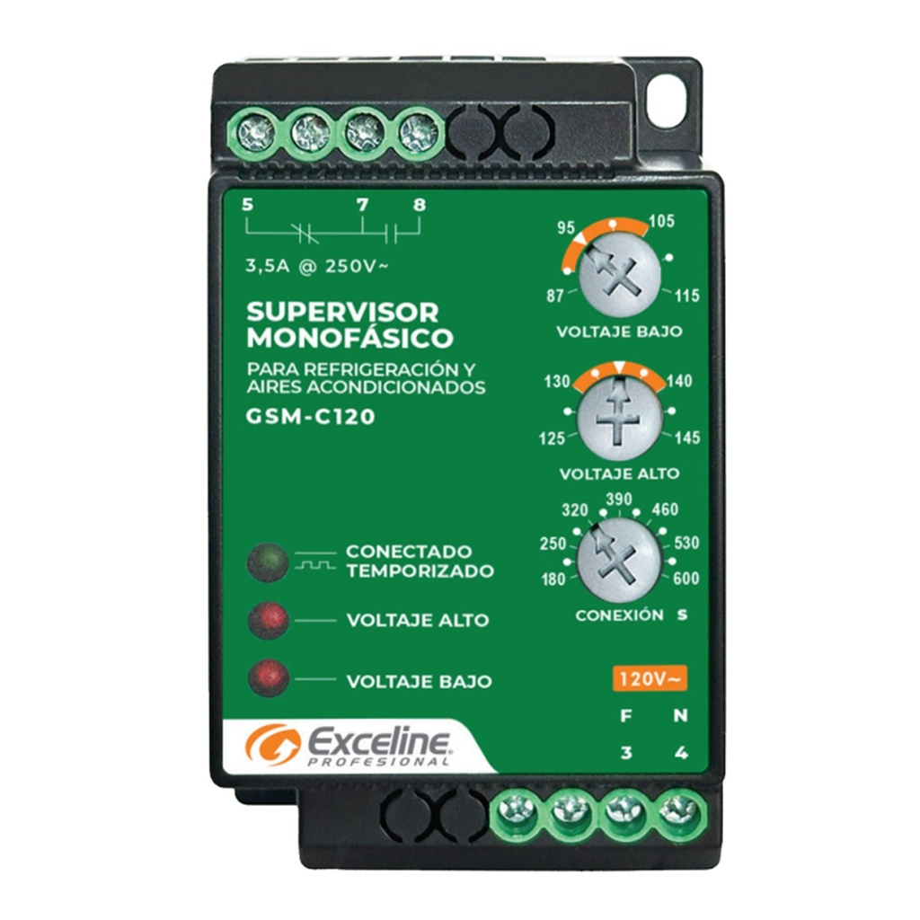 [GSM-C120] Exceline - Supervisor Monofasico de Refrigeración y A/A 110V [Bornera]