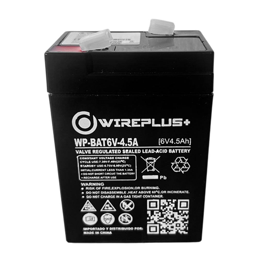 [WP-BAT6V-4.5A] Wireplus - Bateria Sellada Acido-Plomo 6V 4.5Ah