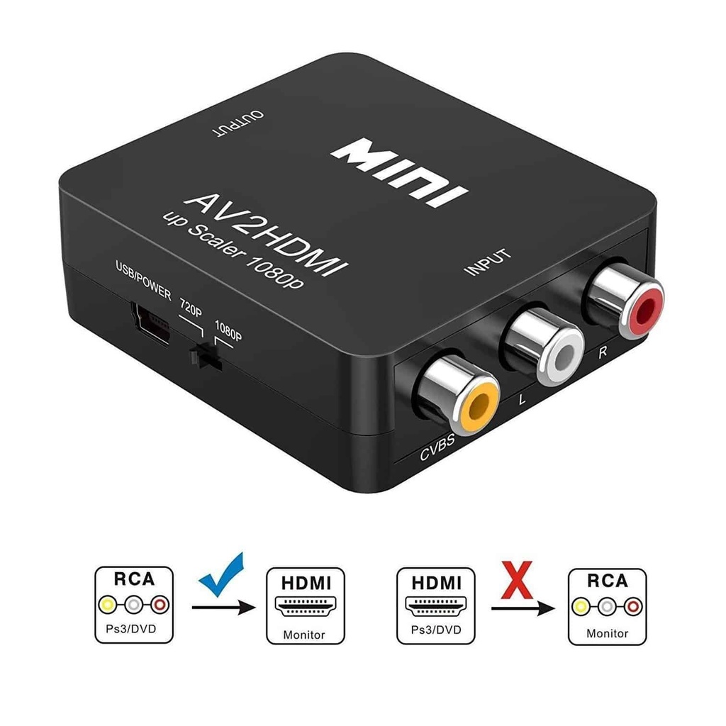 Convertidor Video RCA Hembra a HDMI Hembra