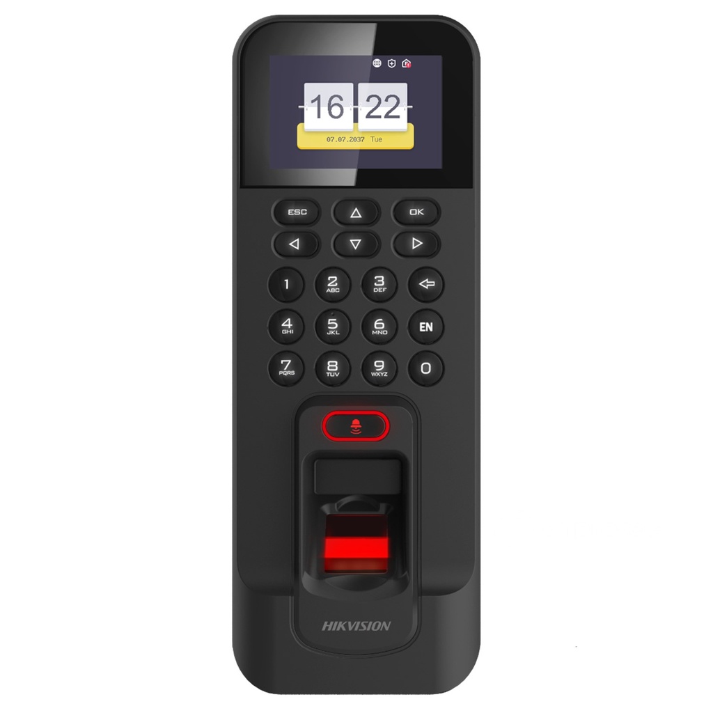 [DS-K1T804BEF] Hikvision - Control Biométrico WiFi de Acceso y Asistencia Lectura de Huella y Tarjetas EM TCP/IP