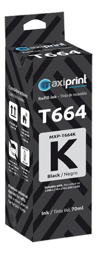 [T664K] Maxiprint - Tinta Compatible Epson 70ml Negro T664K
