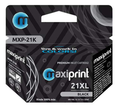 [21XL-NEGRO] Maxiprint - Cartucho Tinta Negro 21XL