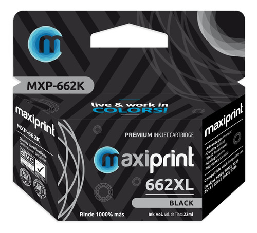 [662XL-NEGRO] Maxiprint - Cartucho Tinta Negro 662XL