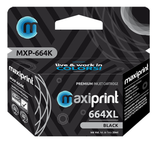 [664XL-NEGRO] Maxiprint - Cartucho Tinta Negro 664XL