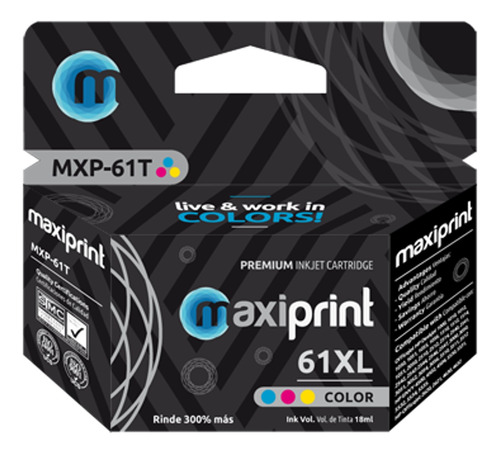 [61XL-COLOR] Maxiprint - Cartucho Tinta Color 61XL