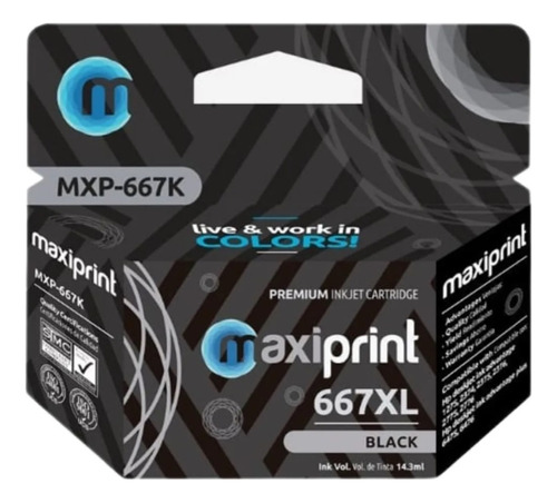[667XL-NEGRO] Maxiprint - Cartucho Tinta Negro 667XL