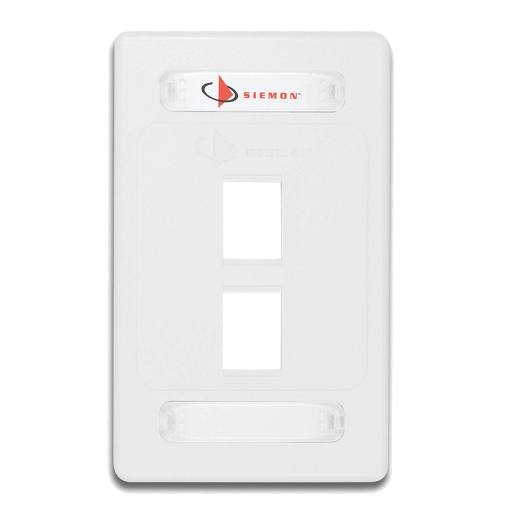 [10GMX-FPS02-02B] Siemon - Face Plate Placa Frontal de Pared Modular 10G MAX de 2 Puertos Blanco Versión Bulk Blanco [Sin Empaque Individual]