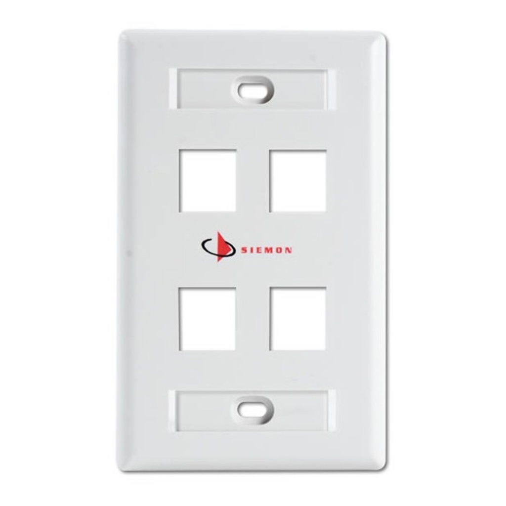 [10GMX-FPS04-02B] Siemon - Face Plate Placa Frontal de Pared Modular 10G MAX de 4 Puertos Versión Bulk Blanco [Sin Empaque Individual]