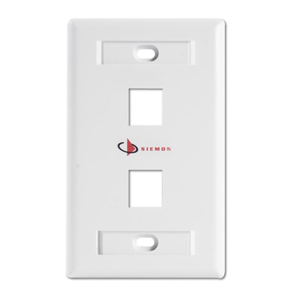 [KFP-S-02-02S] Siemon - Face Plate Placa Frontal Keystone de 2 Puertos para Jacks Keystone Z-MAX y MAX Blanco