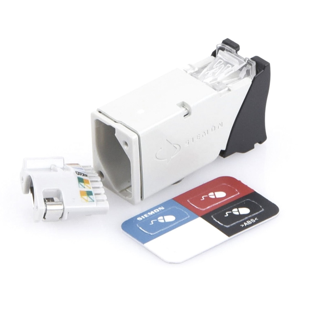 [Z6A-S01B] Siemon - Jack Coupler Z-MAX Cat6A Blindado Montaje híbrido en Placa de Pared [Plano y Angulado] Color Negro