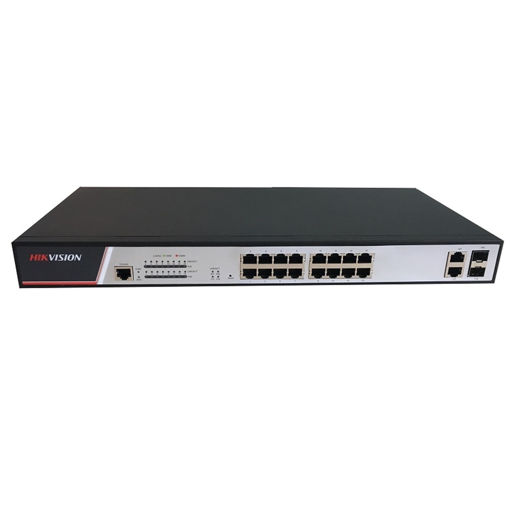 [DS-3E2318P] Hikvision - Switch POE Gestionable 16 Puertos POE con 2 Puertos Gigabit + Como Puertos Uplink