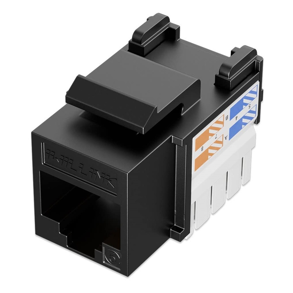 [IWI-KRJ-C6-BLACK] Iwillink  - Conector Keystone Jack Coupler RJ45 CAT6 (Categoria 6) (Negro) [Unidad]